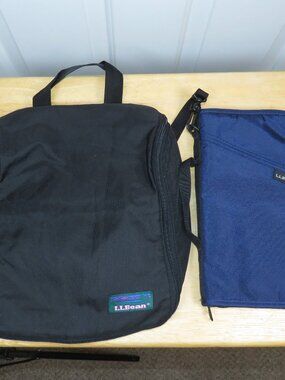 L.L.Bean Travel Bag Bundle - Toiletry Bag &Passport Case/Card Holder Pouch Black